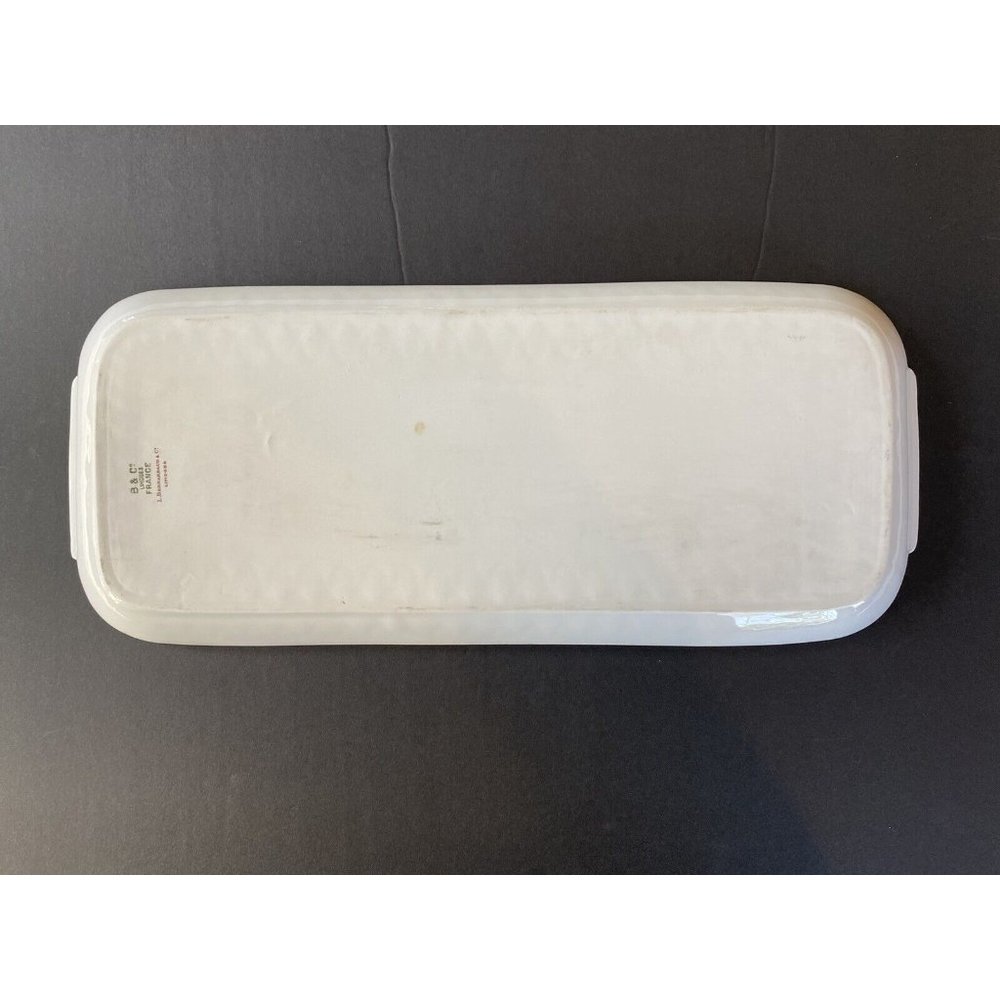 L. Bernardaud Limoges Platter Tray Vintage Porcelain White Pink 6.5" x 15 3/4" - Picture 3 of 10